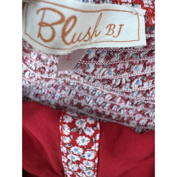 Blush BJ Dress Spaghetti Strap Red Floral Mini Women’s Size Large - Picture 5 of 7